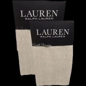 4pc 2 Sets 84" Ralph Lauren Curtain Panels Marley Natural Linen dot Stripe New